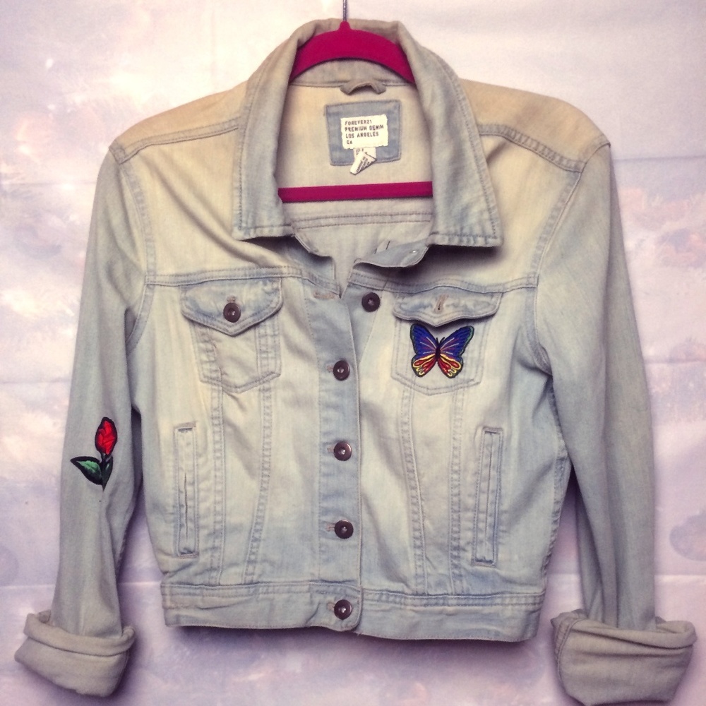 Forever 21 Embroidered Jean Jacket